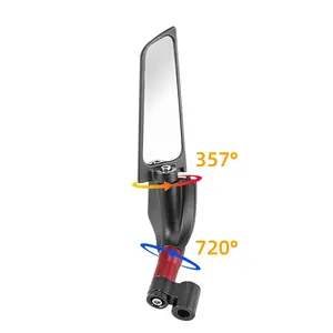 Aluminio de alta definición 360 grados espejos laterales giratorios ajustables para motocicleta espejo retrovisor para viento