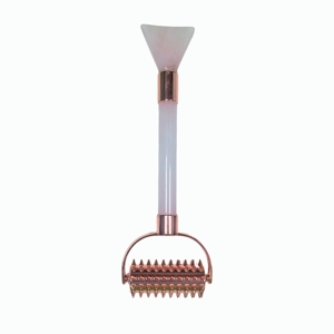Herramienta de masaje para la espalda de aleación de zinc color oro rosa con mango de jade en polvo y tabla gua sha - Product Image 2