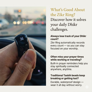 Equantu NUEVO Producto Anillo Zikr 5 en 1 con Contador Inteligente para Musulmanes, Recordatorio por Vibración, Contador Digital, Anillo Tasbeeh - Product Image 2