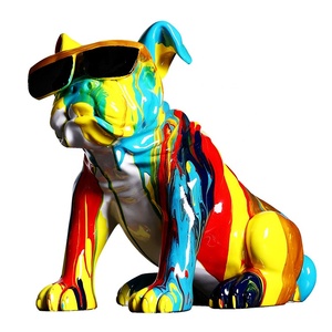 Sculpture bouledogue multicolore-<span class=keywords><strong>Statue</strong></span> de chien abstraite et vibrante pour décoration de maison et de galerie moderne - Product Image 1