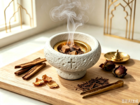 Brûleur d'encens en ciment de magnésium artisanal écologique avec support métallique, brûleur d'arômes minimaliste Wabi Sabi pour la décoration de la maison