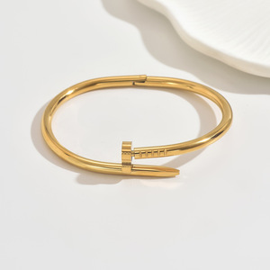 18K <strong>Gold</strong> Plated Stainless Steel <strong>Bracelet</strong> for Women Secure Clasp with Mother of <strong>Pearl</strong> and Zircon Accents Fashionable Bangles - Product Image 4