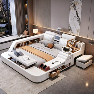 Ensemble de meubles de chambre à coucher, <span class=keywords><strong>lits</strong></span> intelligents, cadre de lit double king size - Product Image 1