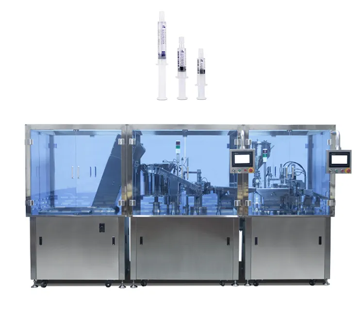 Máquina de llenado de jeringa de plástico completamente automática para producto líquido de gel ginecológico de gel veterinario