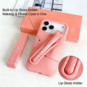 High Grade Cosmetic Makeup Phone <strong>Case</strong> with Lip Gloss Lip Balm Holder Silicone <strong>Case</strong> - Product Image 3
