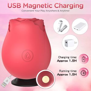 Vibrador de succión automático en forma de rosa para parejas, juguete sexual con alimentación USB con estimulador de clítoris y vibrador de clítoris para lamer la lengua - Product Image 2