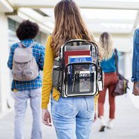 Sac à dos transparent résistant et bon marché avec serrure, adapté aux ordinateurs portables de 15,6 pouces, grand sac à dos imperméable pour femmes et hommes