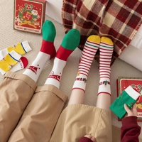 Chaussettes en coton de Noël avec motif Père Noël, lot de 4, boîte cadeau, épaisses et chaudes, anti-odeur, pour hommes, femmes, couples, cadeau de Noël