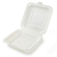 Boîte repas jetable à charnière en amidon de maïs pour animaux de compagnie, petite, ronde, pour micro-ondes, blanche/noire, 4 compartiments, 12 oz