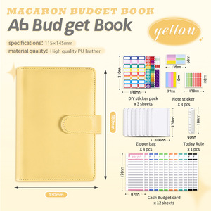 Venta al por mayor PU cuero A6 Carpeta de presupuesto conjunto 6 anillos Carpeta de presupuesto planificador con cremallera sobre gasto presupuesto hojas y pegatinas - Product Image 5