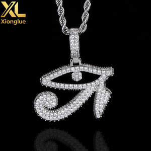 จี้ห้อยคอฮิปฮอปแบบยูนิเซ็กซ์ ทำจากทองแดงผสมเซอร์คอน ประดับเพชรแบบ Iced Out ลายดวงตาแห่งฮอรัส สำหรับทำสร้อยคอ - Product Image 6