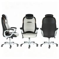 Chaise de bureau ergonomique de luxe à dossier moyen pivotant / chaise de visiteur avec intérieur en cuir PU et finition exquise