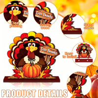 6 Styles de Décorations de Table en Bois pour Thanksgiving : Dinde, Gnome, Citrouille, Camion, Tournesol – Décoration de Table de Ferme pour Récolte d'Automne, Cadeau