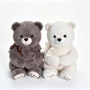 Set de Peluche de Osito de Peluche Gris y Blanco Personalizado con Lazo de Cinta y Diseño de Huella de Pata, Relleno de Algodón PP, Unisex - Product Image 3