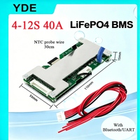 YDE 4-12S 12V-36V BMS automatique à identification automatique pour batteries LiFePO4/Ternaire/LTO/Sodium-ion avec Bluetooth 40A 60A 100A 200A continu