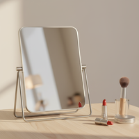 Miroir cosmétique de bureau pliable personnalisé en acier inoxydable de 15 pouces, grand format, simple face, finition argentée HD, pour salle de bain, hôtel, maison