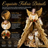 Vente en gros de figurines de la Nativité de Noël faites à la main, sculpture de la Sainte Famille et des Anges, ailes dorées, en tissu et résine, décoration de table, OEM personnalisé