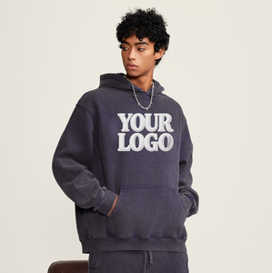 400G High Quality Men's Hoodie Vintage Washed Distressed <b>Sweatshirt</b> Custom Logo American Size Oversize Unisex Set Manufacturers - Product Image 1