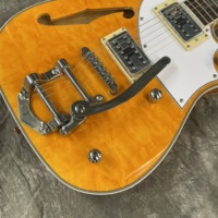 Orange TL Electric Guitar Semi-hollow Body Maple Neck Rosewood Fingerboard Flower Inlay H-H Pickup Polished Finish Professional