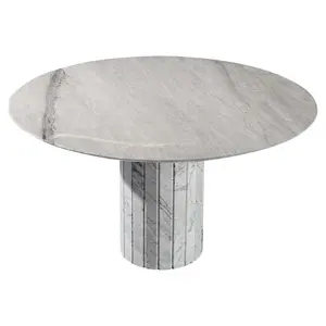 Mesa de comedor redonda de mármol con diseño moderno, mesa de comedor redonda de lujo con diseño de mármol