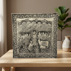Escultura fina de Krishna levantando la montaña Govardhan, pintura artística - Product Image 3