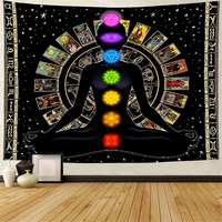 Tapisserie murale spirituelle Mandala colorée des sept chakras pour la méditation et le yoga avec crochets