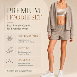 Completo Sportivo Personalizzato, Felpa con Zip e Pantaloncini Casual, <span class=keywords><strong>Tuta</strong></span> da Donna in 2 Pezzi per il Tempo Libero - Product Image 1