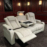 Chaise de cinéma maison moderne en cuir véritable canapé inclinable électrique avec table rabattable pour salles de cinéma et hôtels