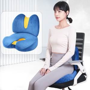 Coussin de siège en mousse à mémoire de forme en forme de U pour chaise de bureau et pour une position assise correcte, bleu et jaune - Product Image 1