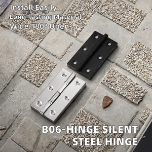 Stainless Steel Door <b>Hinge</b> 4 Hole <b>180</b> <b>Degree</b> Opening Minimalist Design Black and Silver Pair hingemodern - Product Image 5