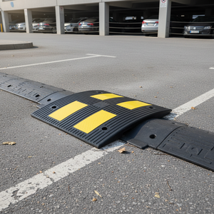 Ileritraffic - Reductor de Velocidad de Alta Resistencia, 50 x 60 x 4,5 cm, Recubierto de Goma Compuesta de PVC, 4 Franjas Reflectantes Negras, 9.30 kg, para Estacionamientos - Product Image 3