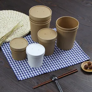 Vietnam scatola di imballaggio commerciale monouso da 12 once tazza di porridge di carta kraft tazza di zuppa da asporto per colazione ciotola per zuppa