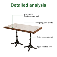 Table de salle à manger rectangulaire moderne en pierre frittée avec pieds en fonte pour restaurants, hôtels, bistrots et cafés - Vente en gros OEM pour commandes en vrac