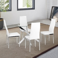 Meubles parfaits Table à manger et chaises 4 places avec salle en verre ensemble de meubles de cuisine en cuir