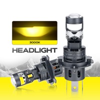 GOODZOOM Superhelle Mini H4 LED-Scheinwerferbirnen Fern- und Abblendlicht Plug-and-Play H4 Projektorlinse Auto Motorrad LED-Scheinwerfer