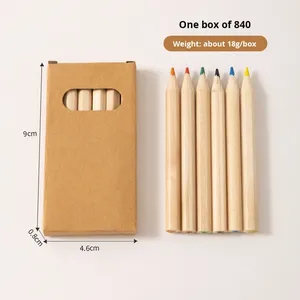 Ensemble de crayons de couleur courts de 5 couleurs, boîte en <span class=keywords><strong>papier</strong></span> kraft, crayons de couleur en bois <span class=keywords><strong>pour</strong></span> enfants, papeterie, crayons de couleur en gros - Product Image 5