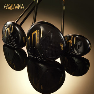 [Exclusif E-commerce] HONMA Nouveau BERE 09 Noir et Or Ensemble de clubs de golf pour hommes Sac à roulettes Fabriqué en Chine Cuir synthétique en microfibre - Product Image 1