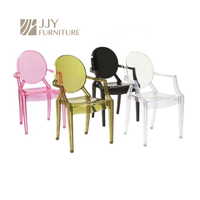 Chaise de salle à manger JJY-YHY-J001 moderne en polycarbonate chaise fantôme en plastique transparent en acrylique avec accoudoirs
