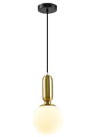 Lustre Nordique Simple en Laiton pour Chambre à Coucher, Salle à Manger, Lampe à Boule de Verre Ronde, Créative et Originale, Petite Suspension à Tête Unique