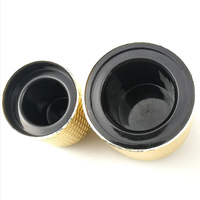 Bouchons de flacons de parfum anti-déversement en aluminium couleur or de luxe sur mesure, de haute qualité, avec système push-pull (D29xH33mm/D23xH28mm), logo personnalisé