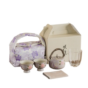 Juego de tetera de cerámica pintada a mano con diseño de crisantemo, bolsa de almacenamiento portátil, juego de té para viaje, una tetera y dos tazas - Product Image 5