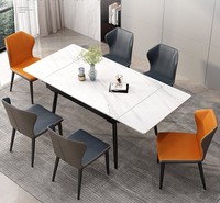 Ensemble de table à manger moderne minimaliste en pierre frittée, table rectangulaire pliable et rétractable multifonctionnelle pour les petits foyers