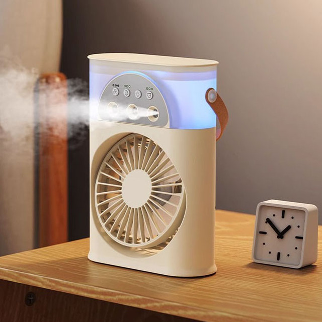 Rechargeable Desk Mist Fan with Water Tank Portable Small Table Water Mist Spray Cooling Fan Office Desktop Spray Misting Fan