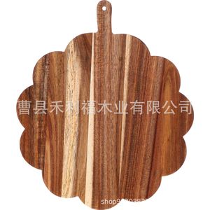 Planche à découper en bois d'acacia avec poignée, rectangulaire, en bois massif, pour la cuisine, pour servir steak, fromage, gâteau - Product Image 4