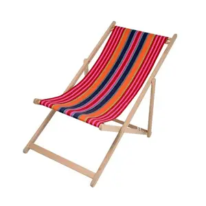 New design luxury Outdoor stripe 600D oxford seat folding wooden deck beach chair