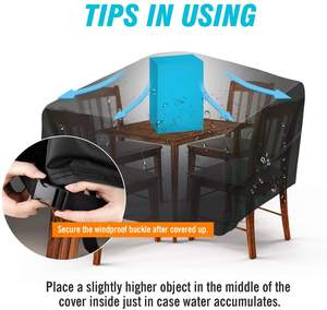 210D सुरक्षात्मक आँगन उद्यान फर्नीचर कवर निविड़ अंधकार वर्ग आउटडोर फर्नीचर कवर के लिए टेबल कुर्सियों रतन फर्नीचर को शामिल किया गया - Product Image 3