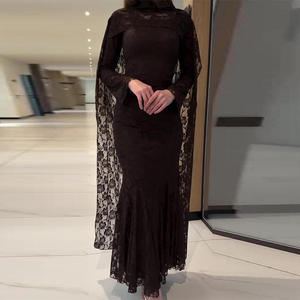 Robe longue élégante et raffinée en dentelle pour femmes musulmanes du Moyen-Orient, Dubaï, Abaya conservatrice et élégante - Product Image 2