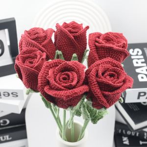 Ramo de Rosas Decorativas de Tallo Largo para Regalo al por Mayor 2026, Ramo de Tulipanes Tejidos, Kit de Ganchillo Hecho a Mano, Larga Duración, Desechable - Product Image 2