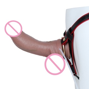 S8053-ZS Dildo de silicona suave de doble capa con cinturón de cuero para eyaculación, para orgasmo prostático y vaginal, juguetes sexuales eróticos - Product Image 5