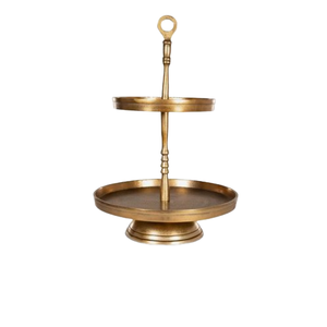 Soporte de pastel de lujo chapado en oro de dos niveles Metal sólido Fiestas de cumpleaños de alta calidad Aniversario DE BODA Elegante herramienta de pastel de lujo - Product Image 6